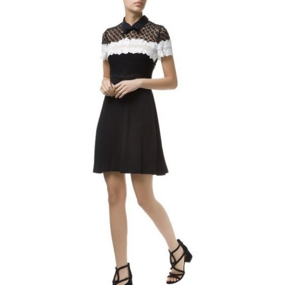Sandro Radia Black & White Lace Dress Size 2/M - Picture 3 of 8